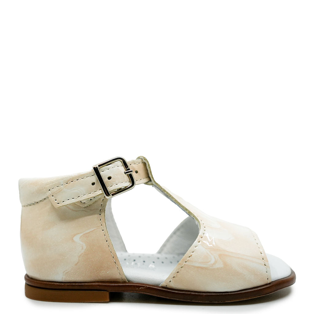 Beberlis Marble Patent T Strap Baby Sandal-Tassel Children Shoes