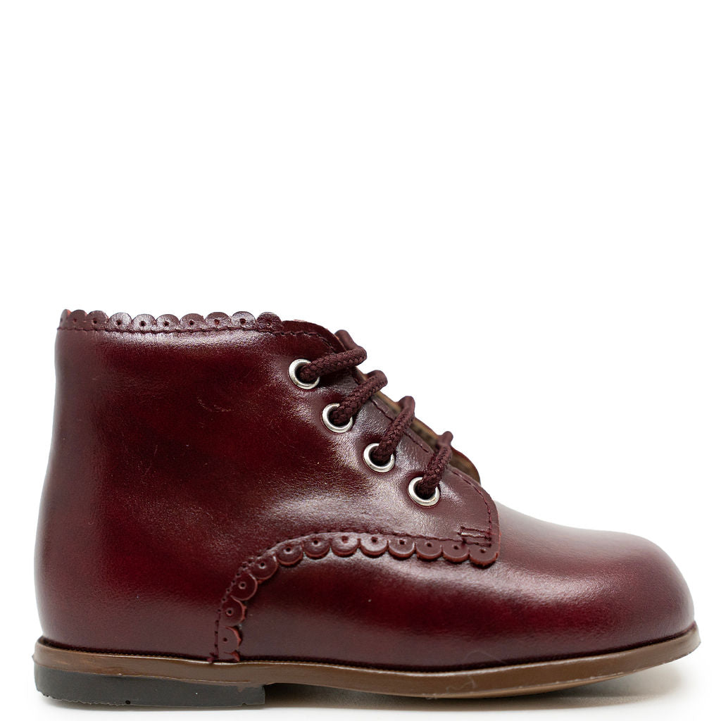 Beberlis Burgundy Leather Scalloped Baby Bootie-Tassel Children Shoes