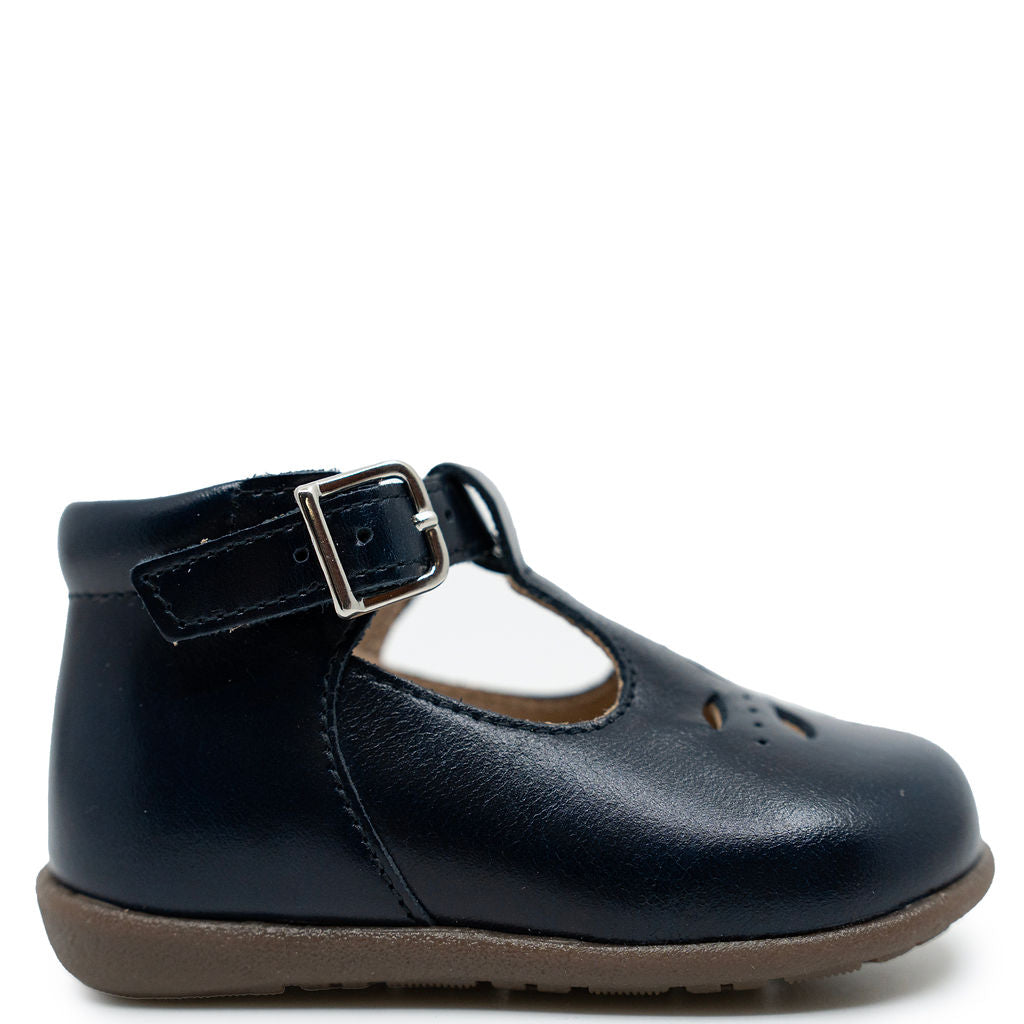 Beberlis Navy Perf Baby T Strap-Tassel Children Shoes