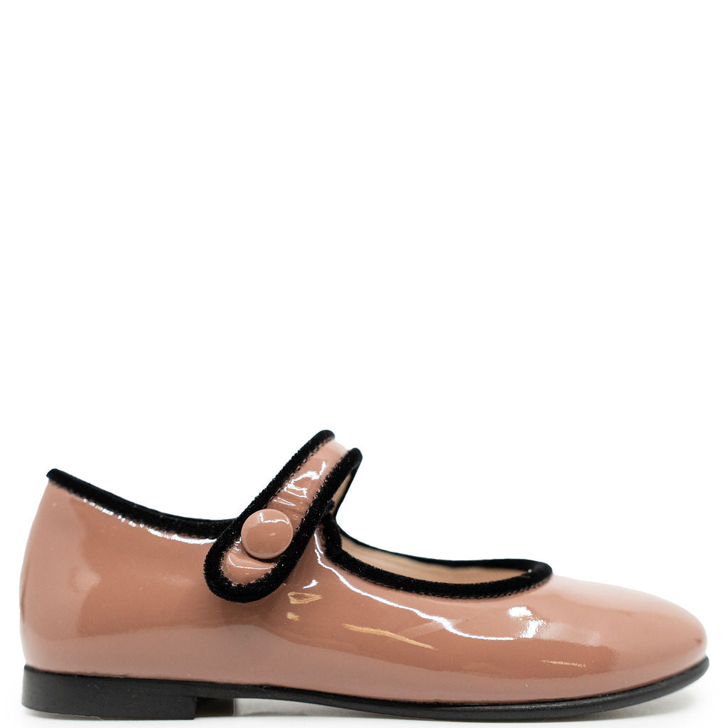 Beberlis Old Pink Patent Piping Mary Jane-Tassel Children Shoes