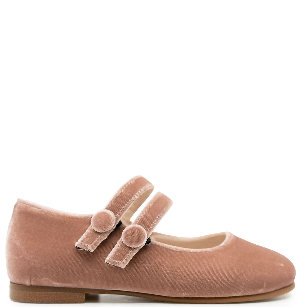 Beberlis Rosewood Velvet Double Strap Mary Jane-Tassel Children Shoes
