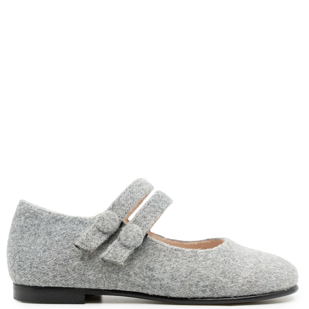 Beberlis Light Gray Double Strap Mary Jane-Tassel Children Shoes