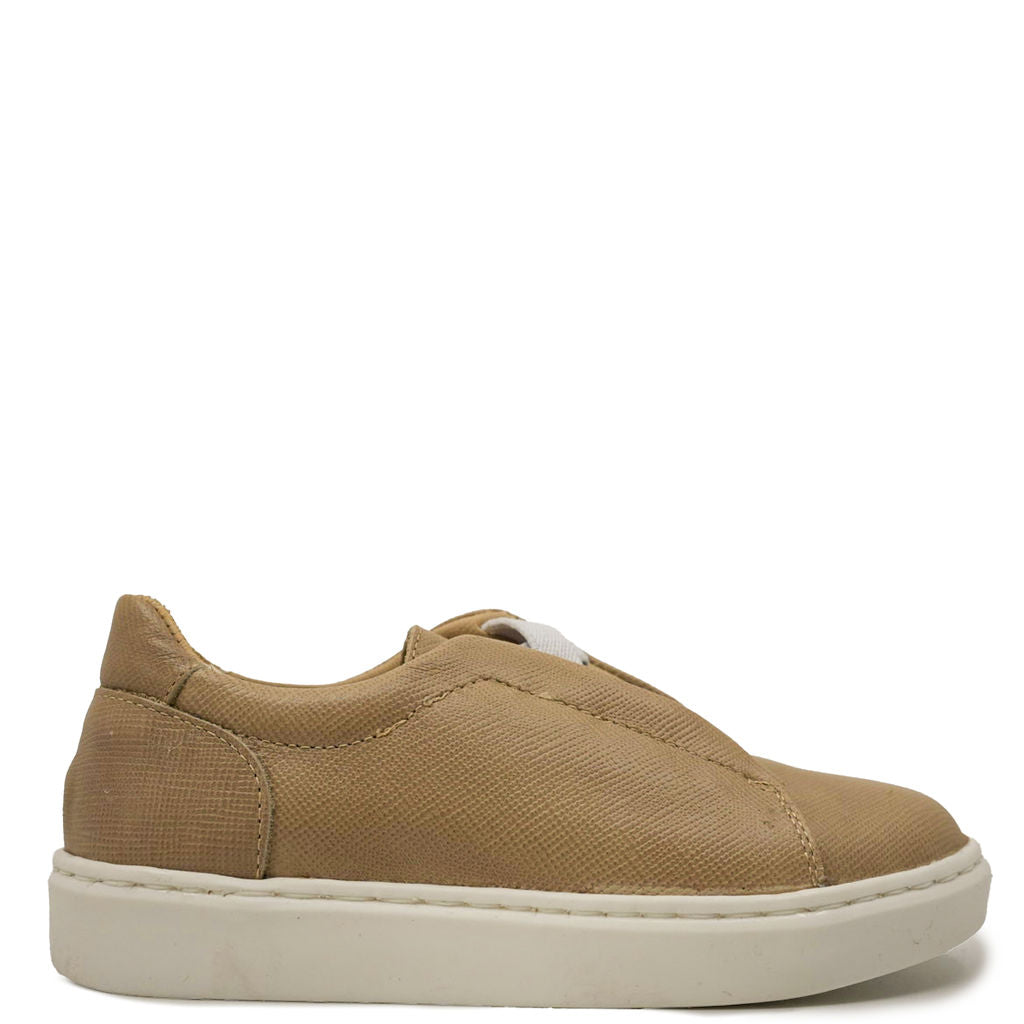 Manuela Taupe Textured Elastic Sneaker-Tassel Children Shoes