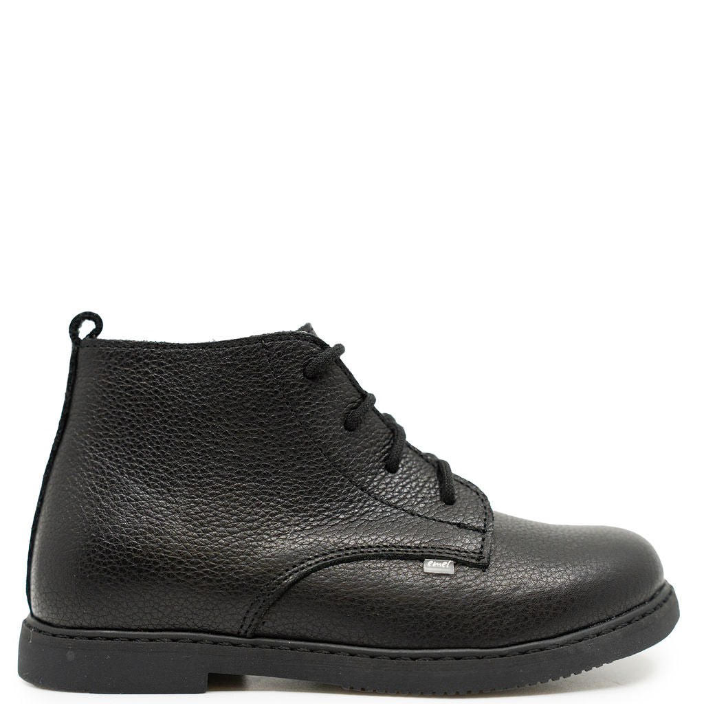 Emel Black Pebbled Boot-Tassel Children Shoes