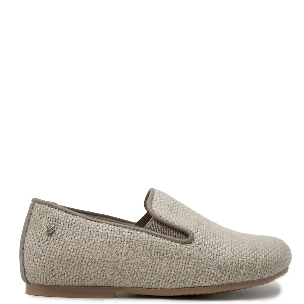 Manuela Natural Linen Smoking Loafer-Tassel Children Shoes