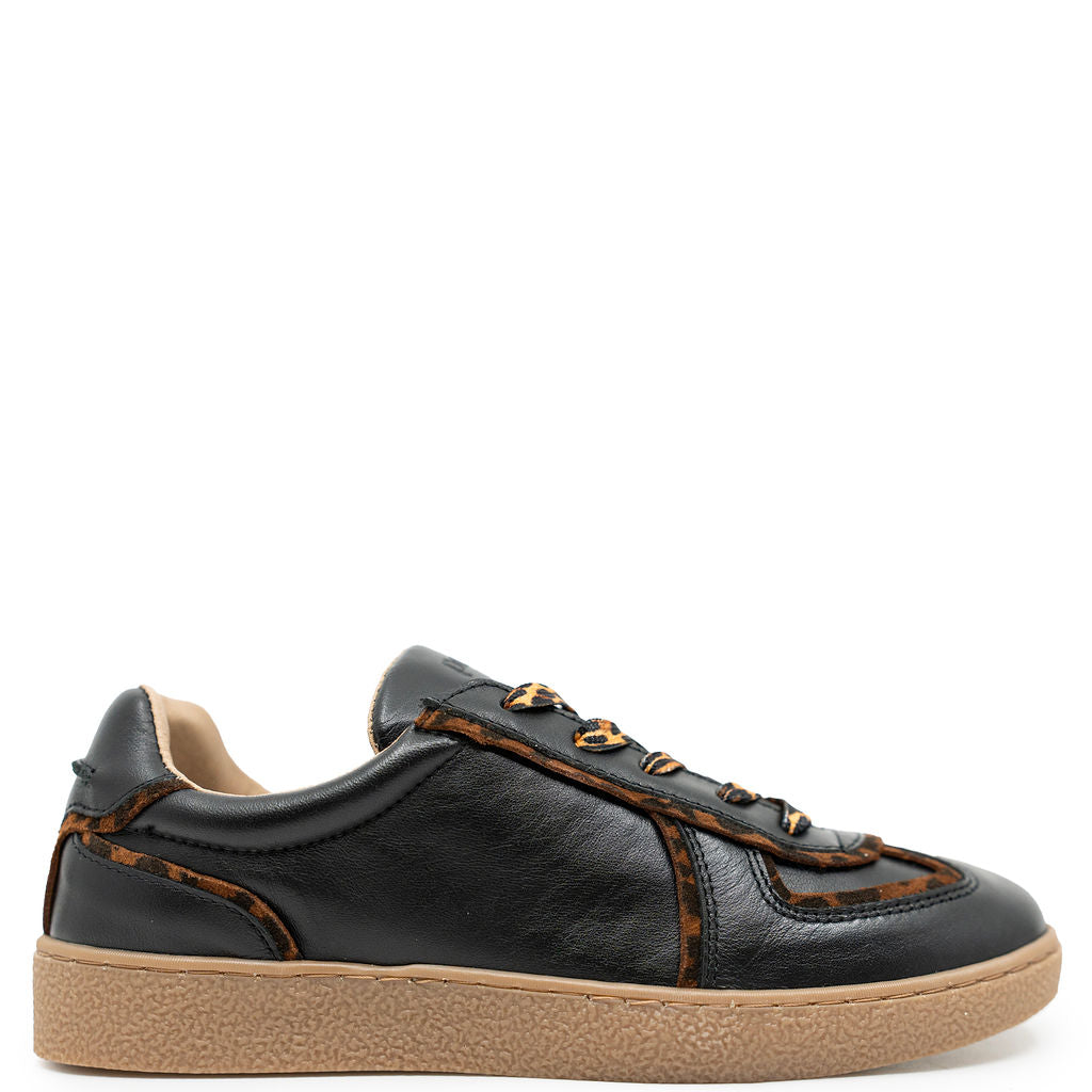 Porte Black Cheeta Lace Sneaker-Tassel Children Shoes