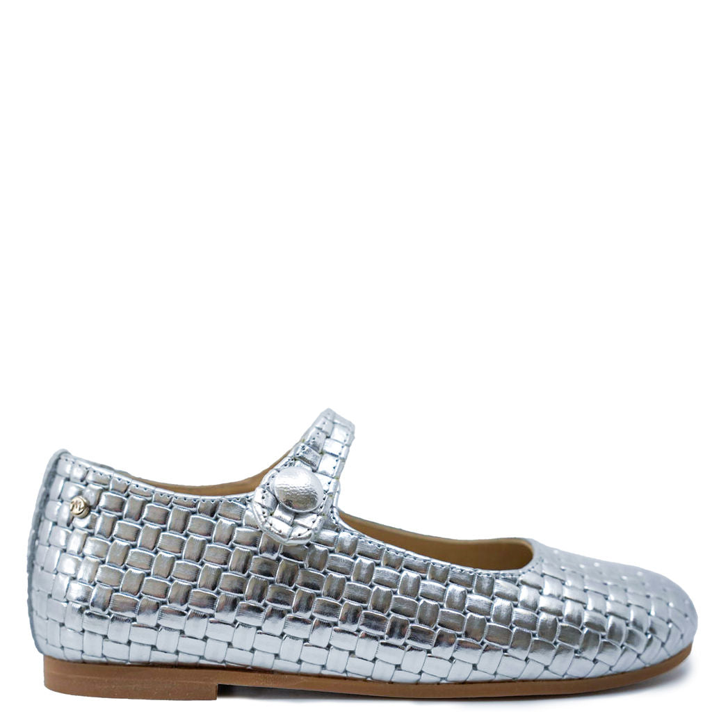 Manuela Silver Square Mary Jane-Tassel Children Shoes