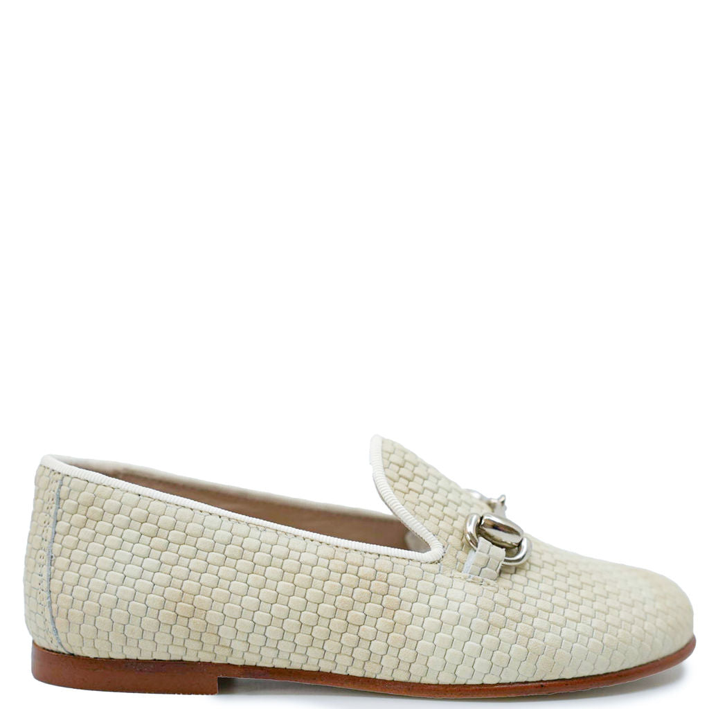 Spain+Co Taupe Stamped Buckle Loafer-Tassel Children Shoes