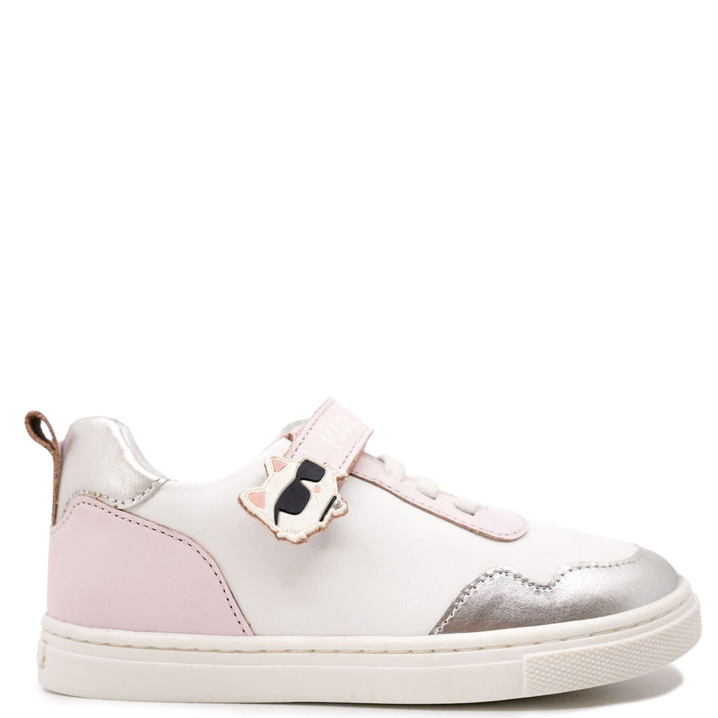 Karl Lagerfeld Pink and Silver Logo Sneaker-Tassel Children Shoes