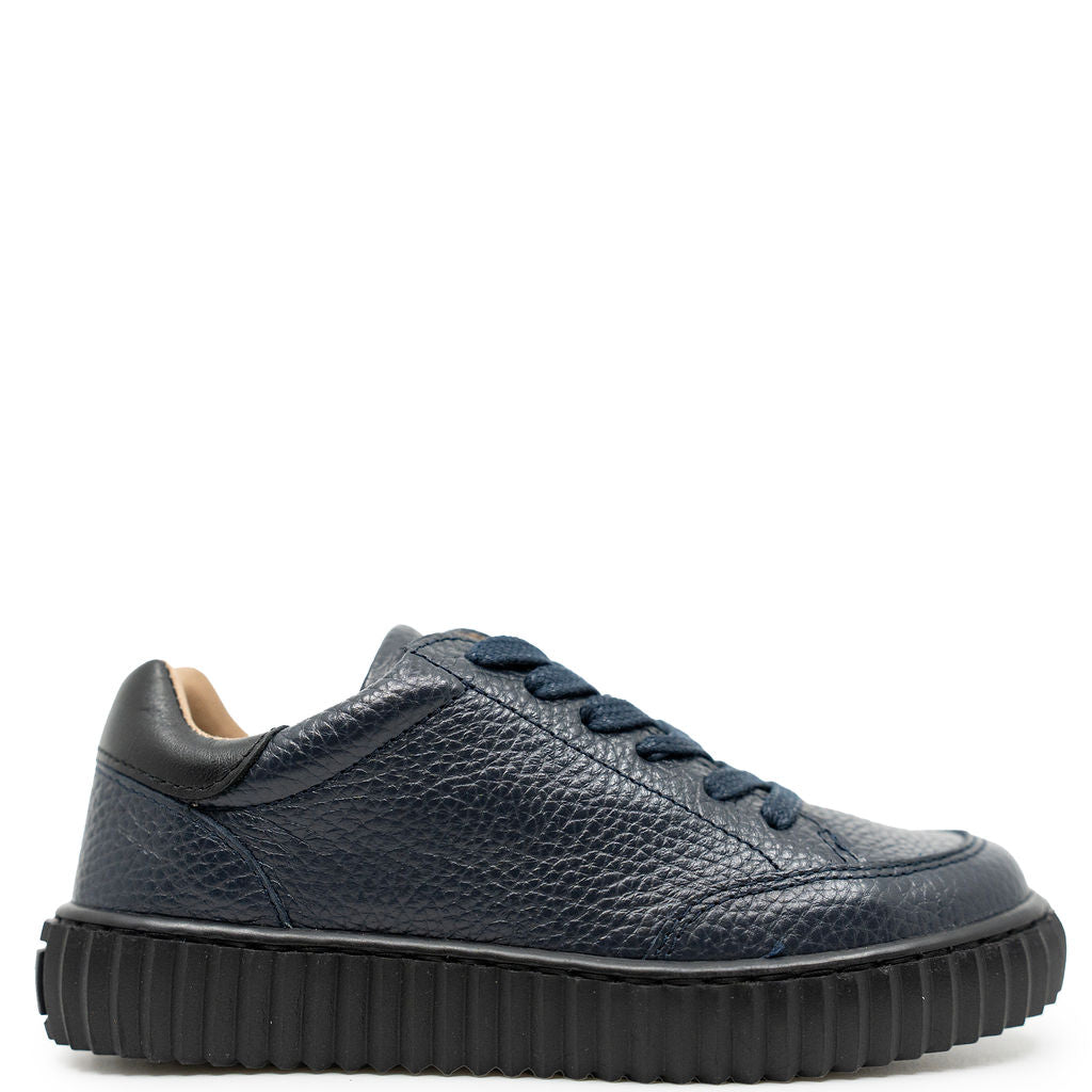 Porte Navy Pebbled Sneaker-Tassel Children Shoes