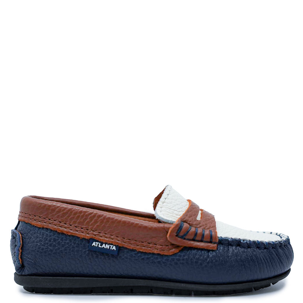 Atlanta Mocassin Blue White Brown Penny Loafer-Tassel Children Shoes