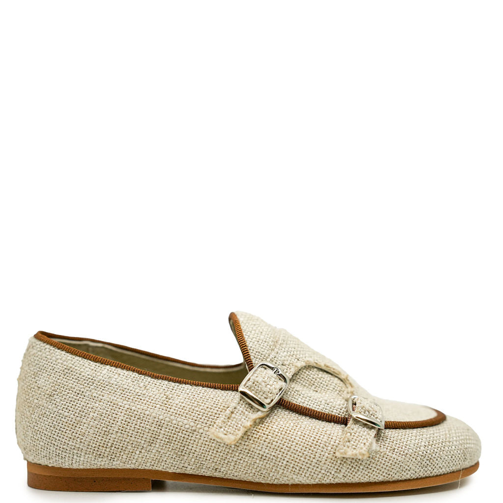 Sonatina Linen Double Monk Loafer-Tassel Children Shoes