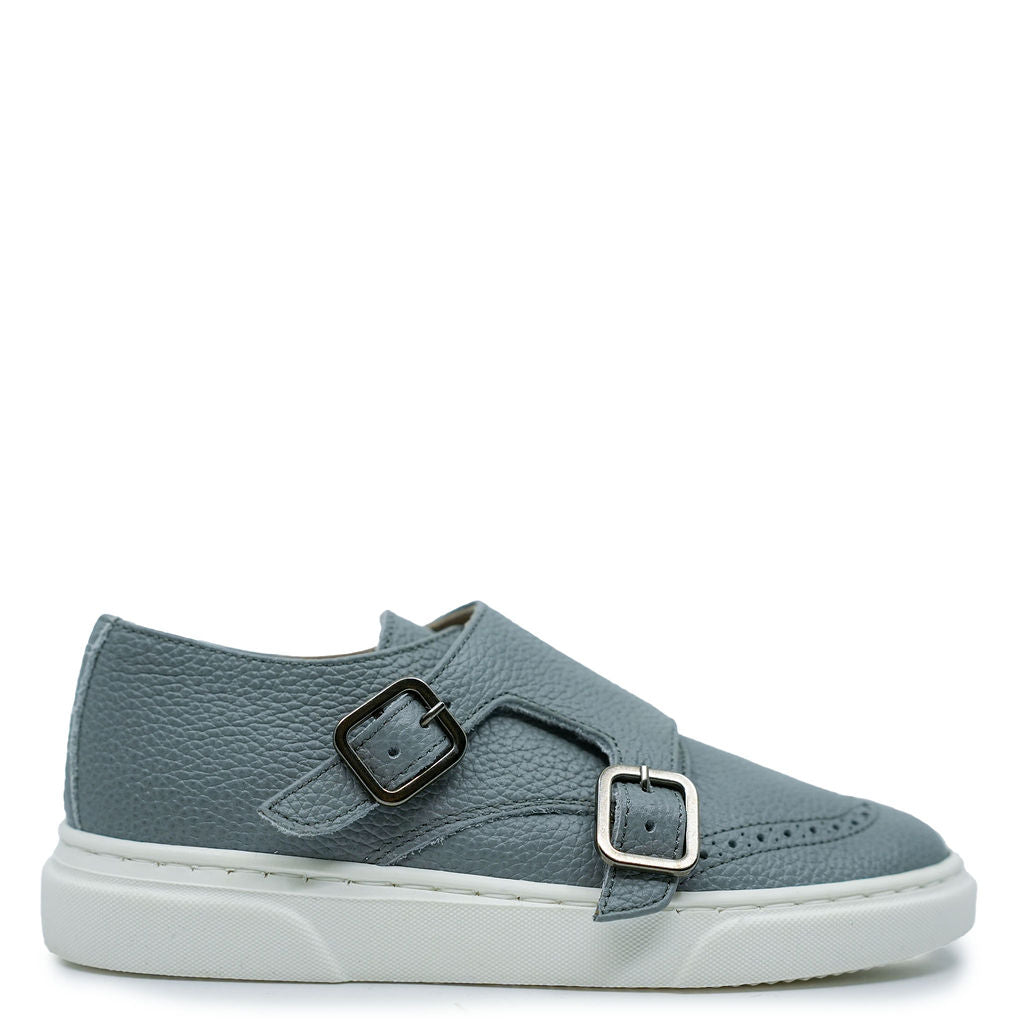 Blublonc Blue Gray Wingtip Dress Sneaker-Tassel Children Shoes