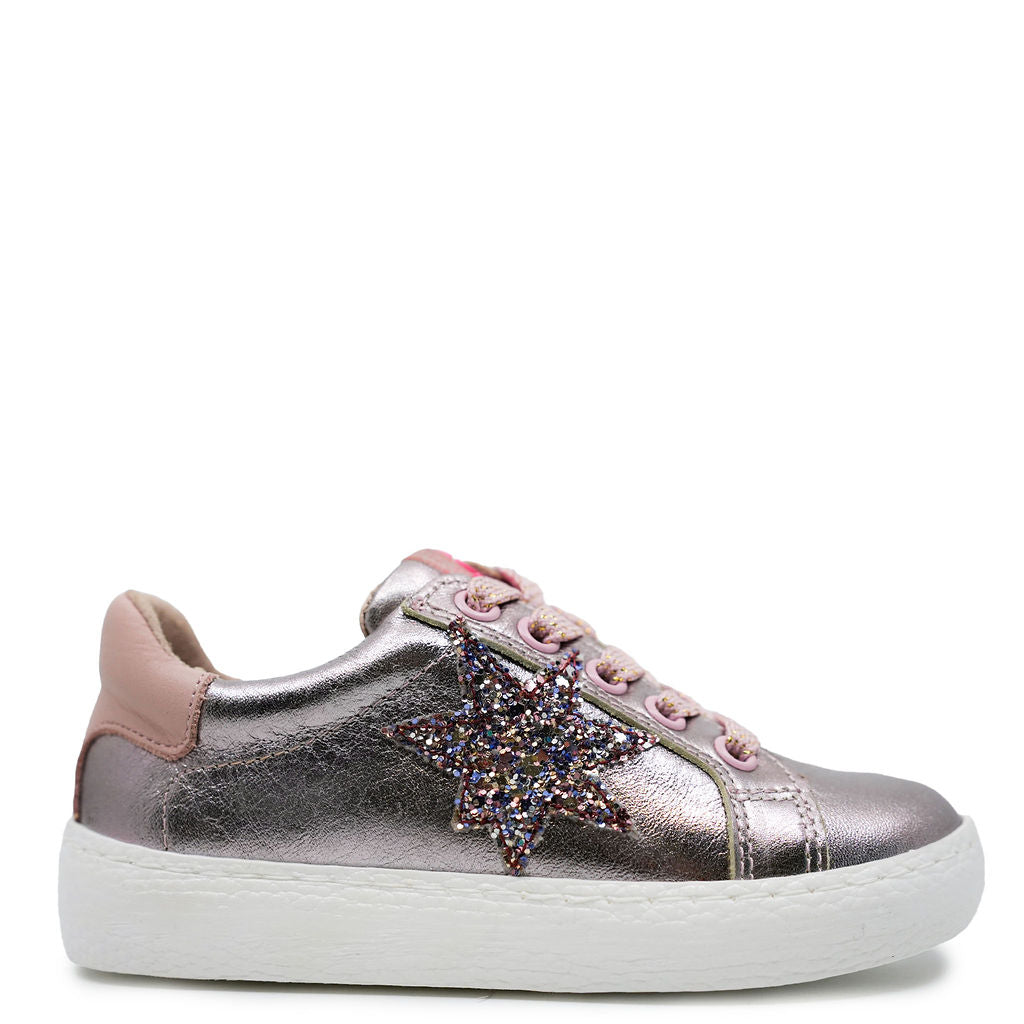 Acebos Pink Glitter Star Zipper Sneaker-Tassel Children Shoes