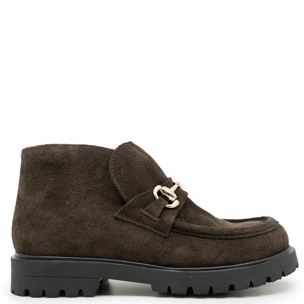 Spain+Co Brown Suede Horsebit Ankle Bootie-Tassel Children Shoes