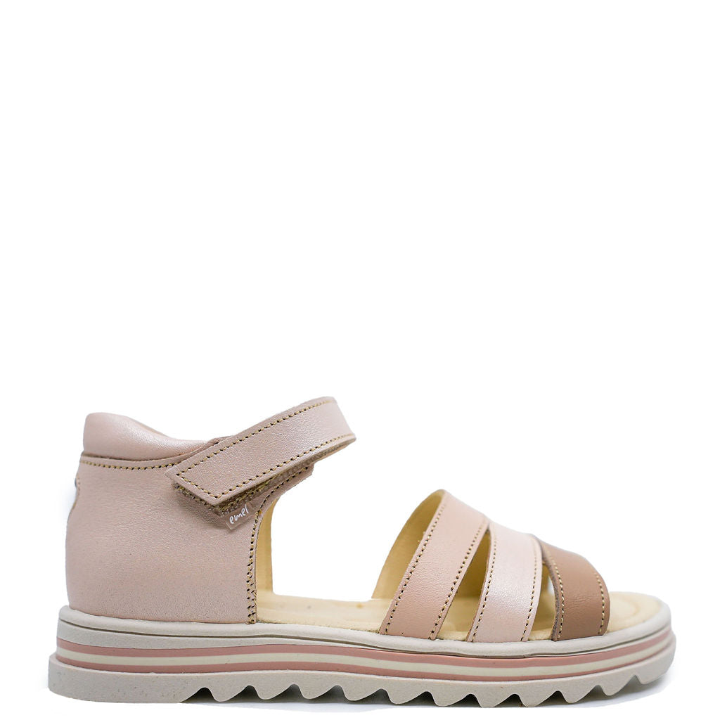 Emel Nude Heart Velcro Sandal-Tassel Children Shoes