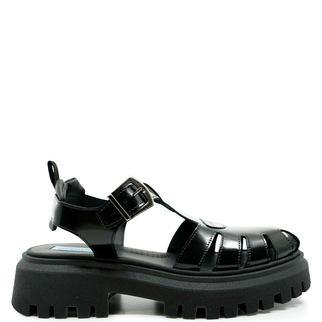 Rondinella Black Gladiator Chunky Sandal-Tassel Children Shoes