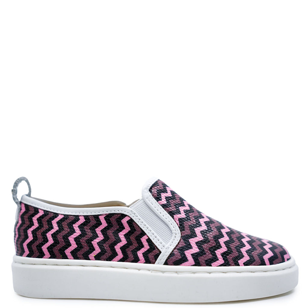 Manuela Pink Chevron Slip-on Sneaker-Tassel Children Shoes
