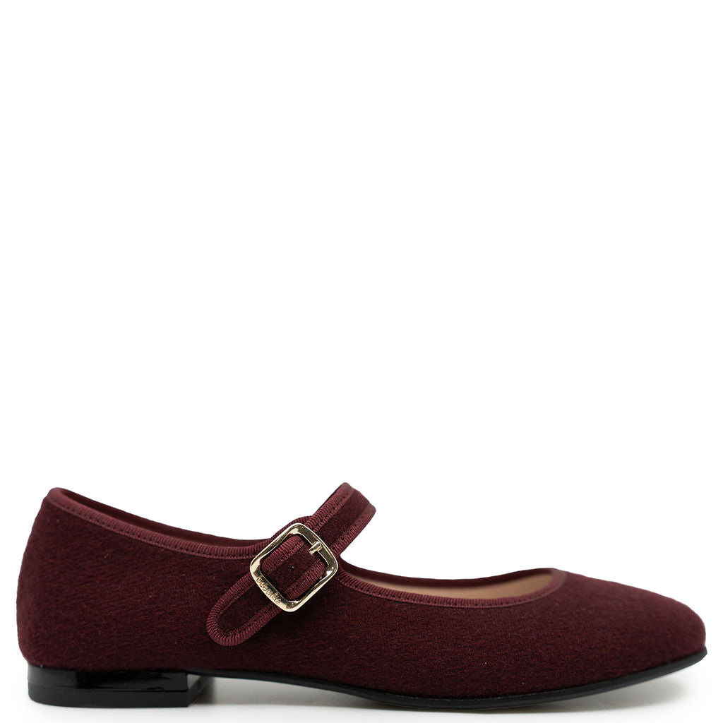 Beberlis Wine Wool Buckle Mary Jane-Tassel Children Shoes