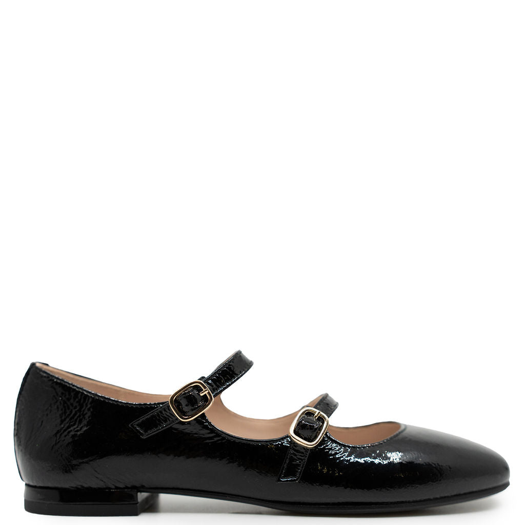 Beberlis Black Patent Double Buckle Mary Jane-Tassel Children Shoes