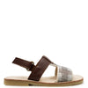 Manuela Brown Checked Velcro Sandal-Tassel Children Shoes