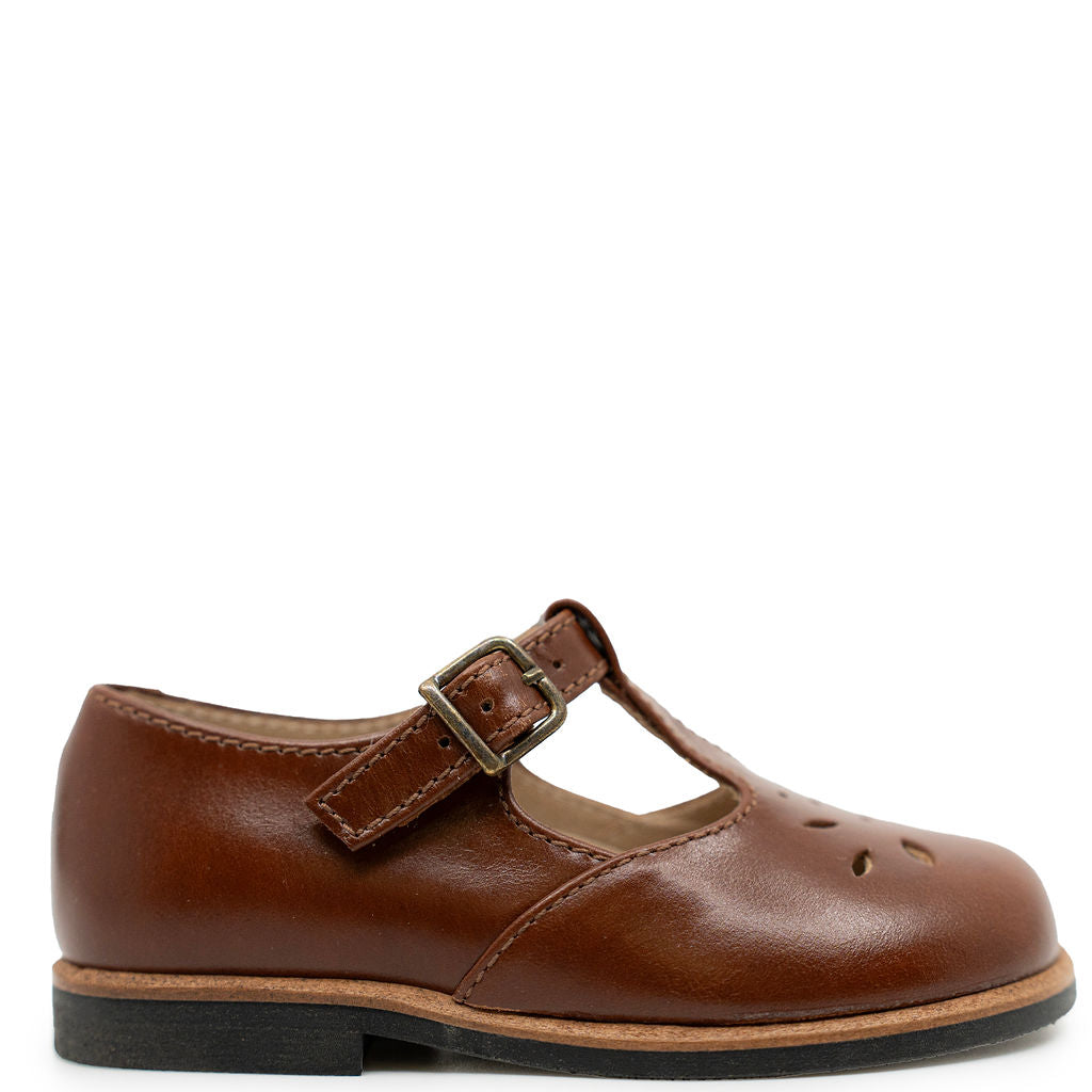 Beberlis Sierra Brown Perf T Strap-Tassel Children Shoes
