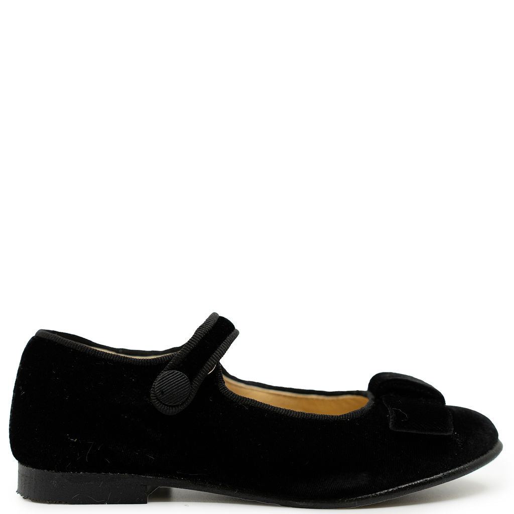 Andanines Black Velvet Bow Mary Jane-Tassel Children Shoes