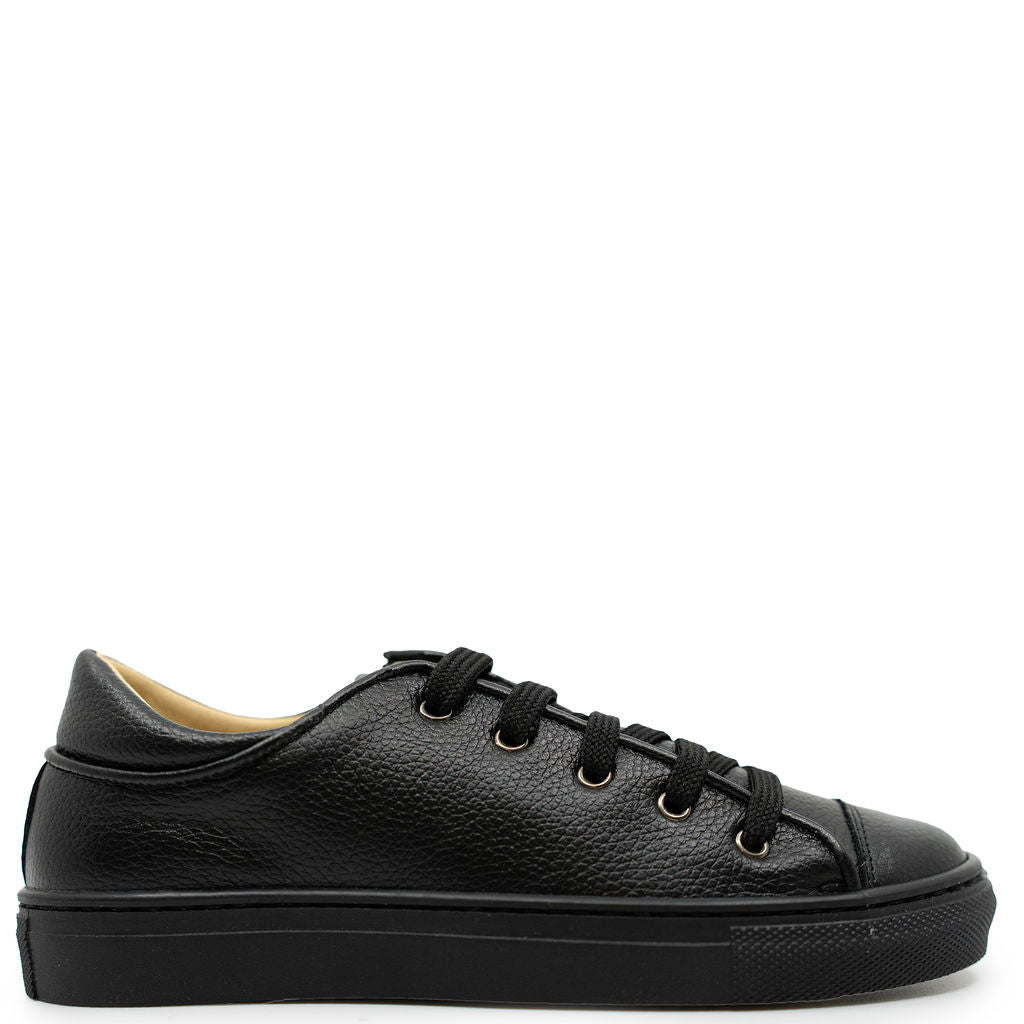 Andanines Black Pebbled Zipper Sneaker-Tassel Children Shoes