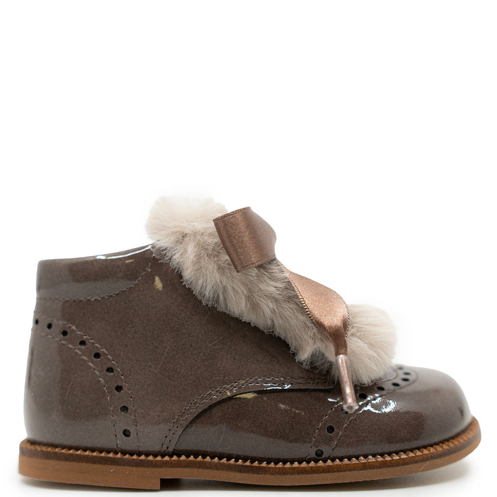 Beberlis Patent Mink Fur Baby Bootie-Tassel Children Shoes