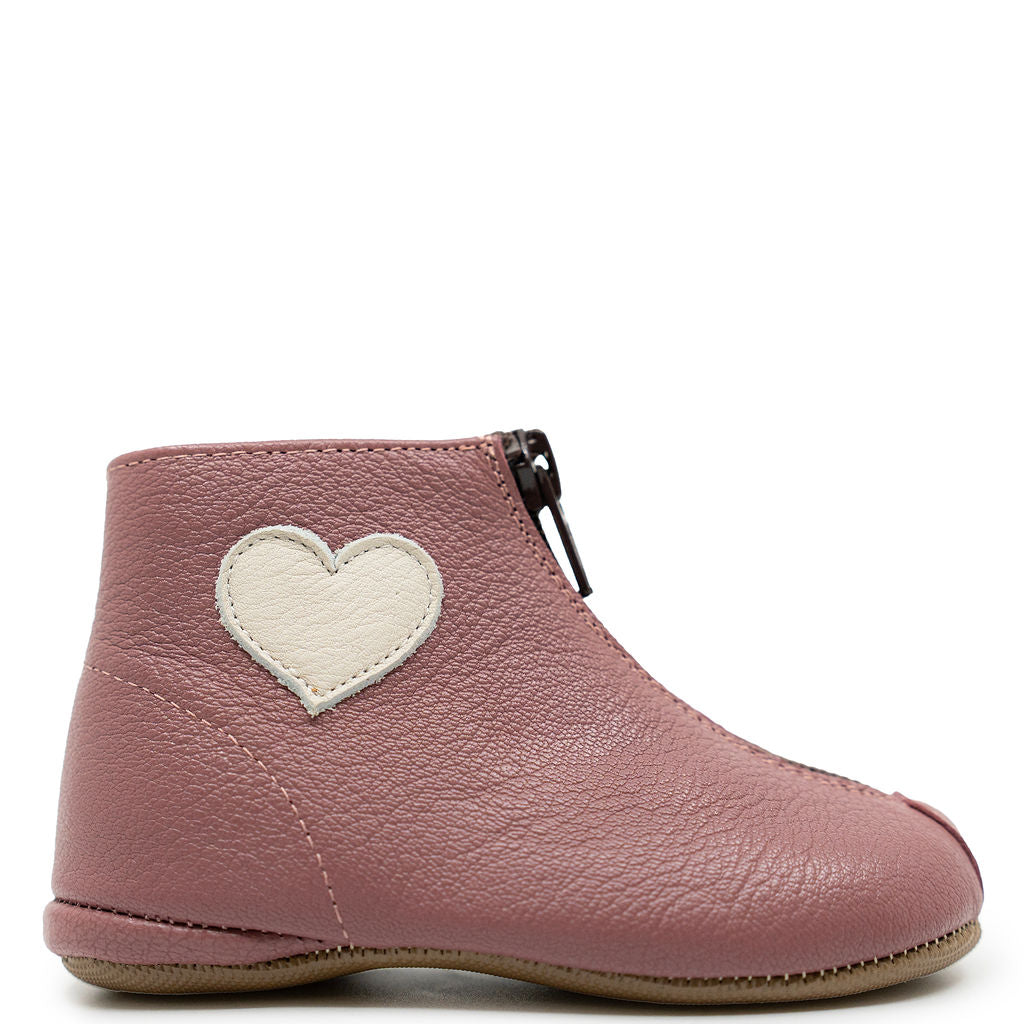 Pepe Dusty Rose Heart Zipper Bootie-Tassel Children Shoes