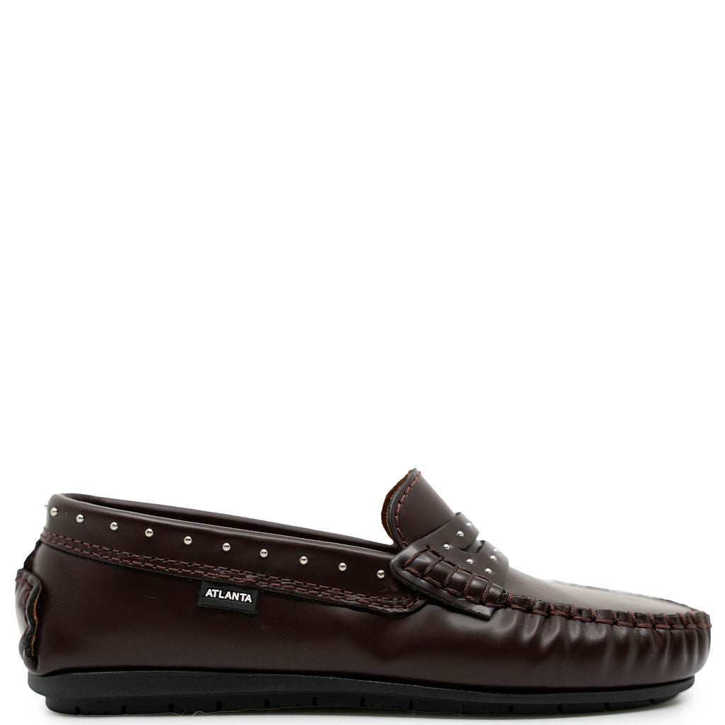 Atlanta Mocassin Burgundy Stud Penny Loafer-Tassel Children Shoes