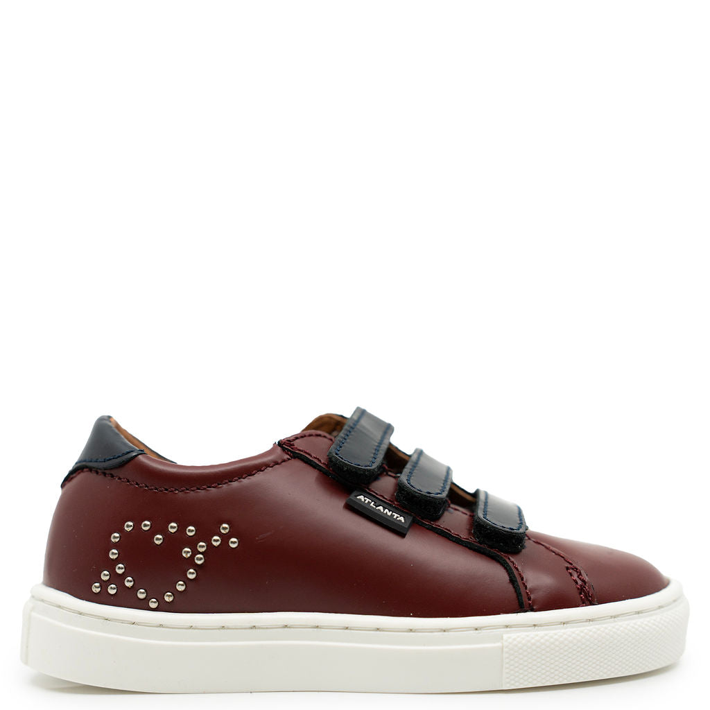 Atlanta Mocassin Burgundy Heart Velcro Sneaker-Tassel Children Shoes