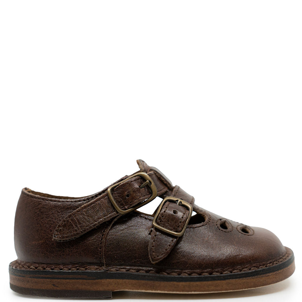 Pepe Espresso Vintage T Strap Loafer-Tassel Children Shoes