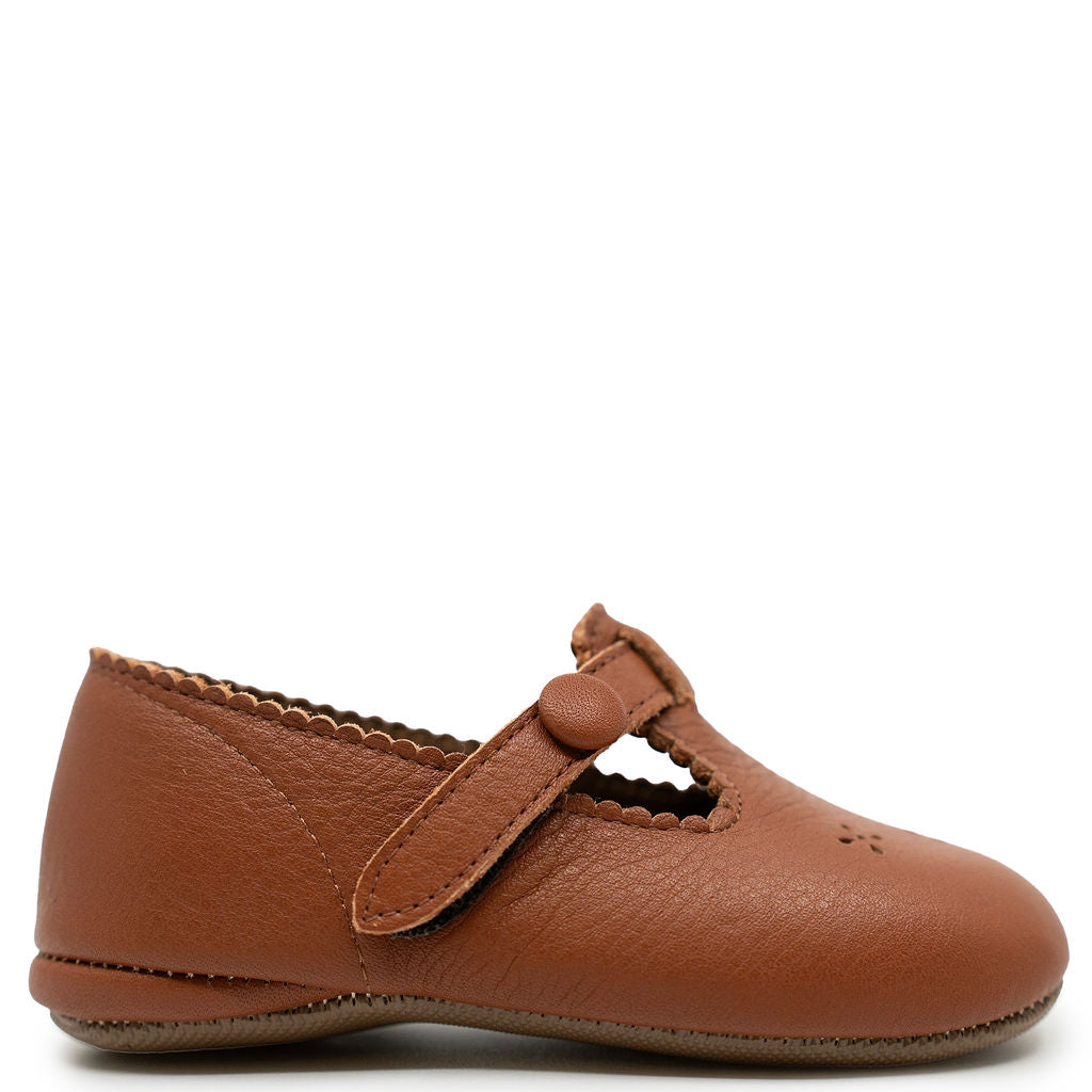 Pepe Vintage Rust Perforated Softsole Mary Jane-Tassel Children Shoes