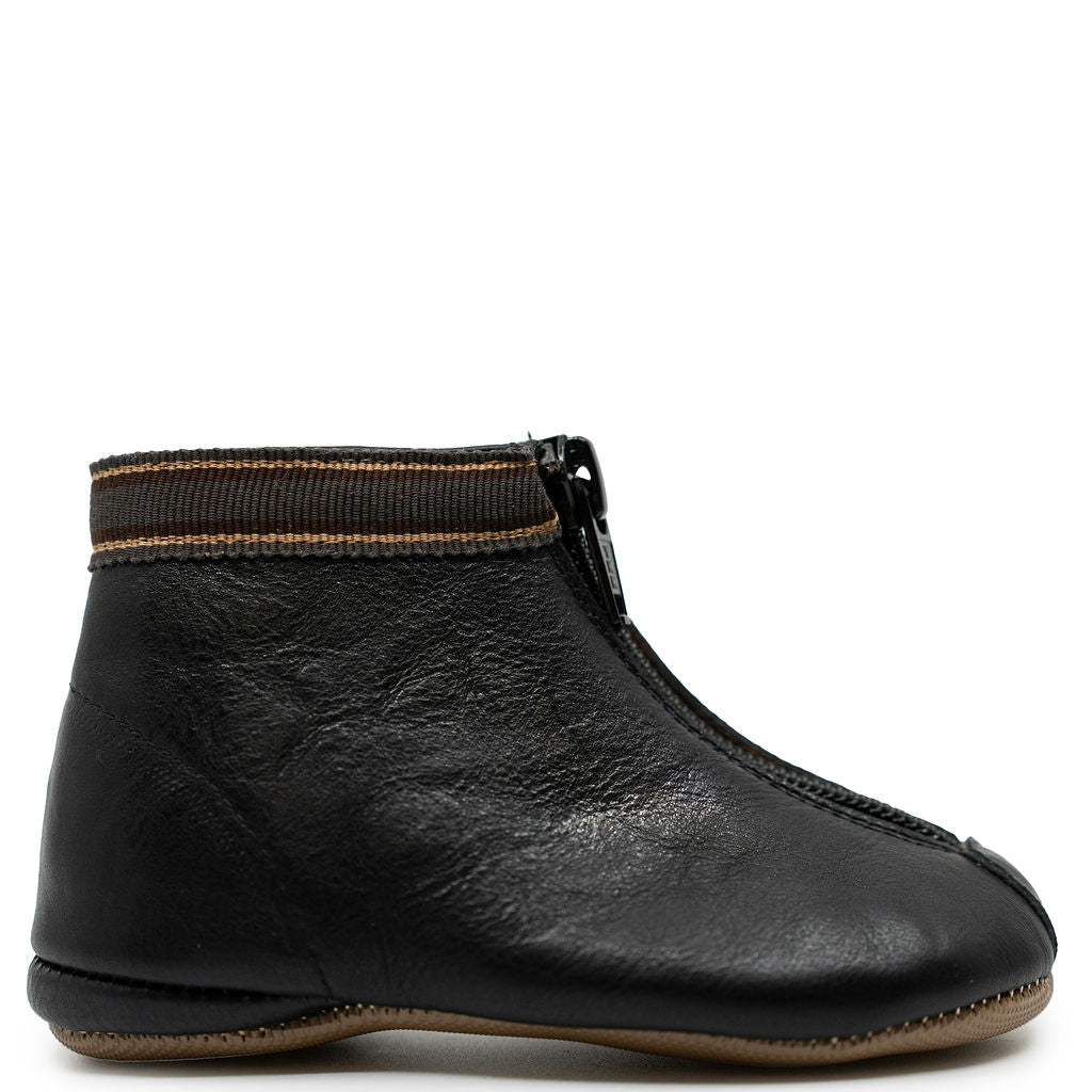Pepe Black Ribbon Zipper Bootie-Tassel Children Shoes
