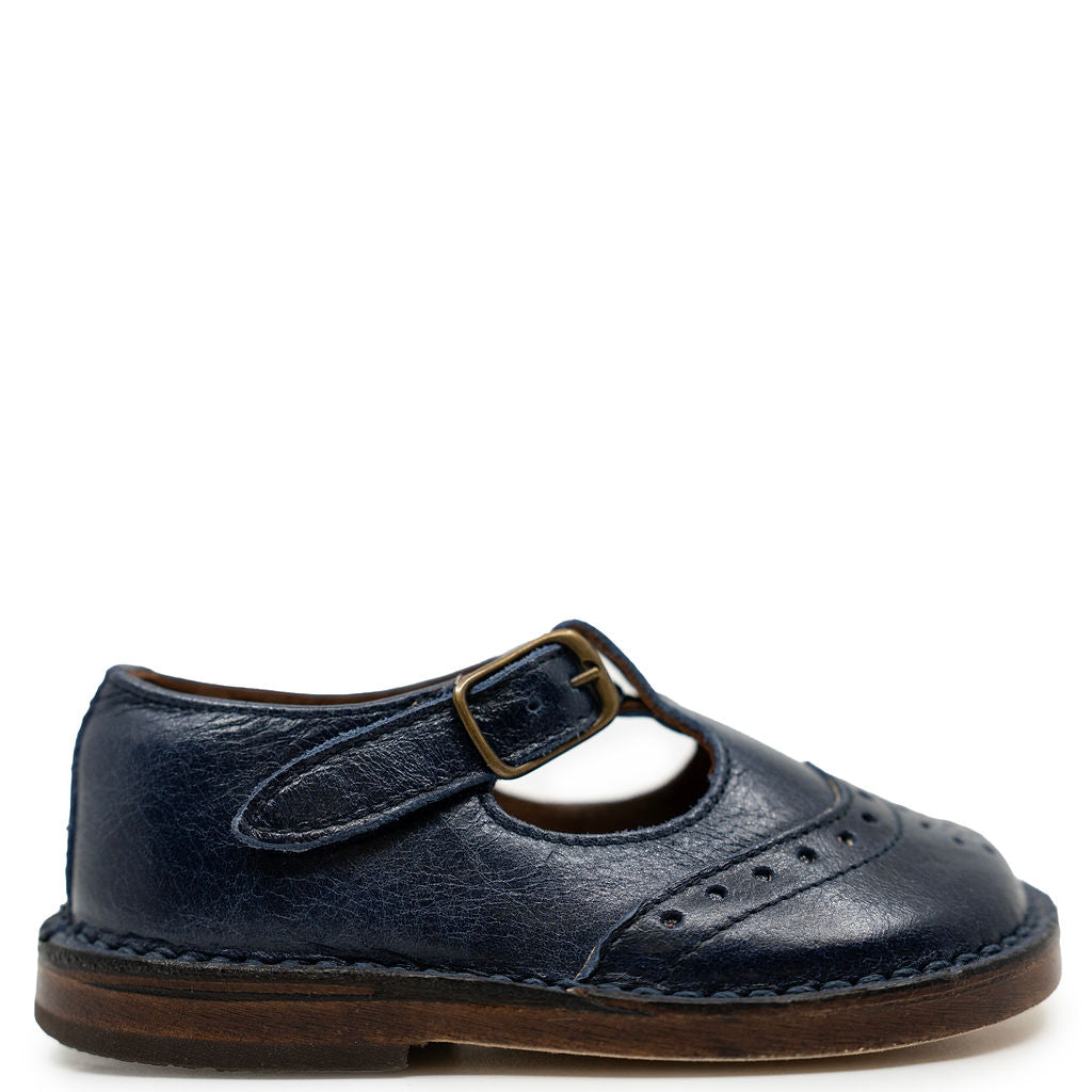 Pepe Navy Vintage Wingtip T Strap-Tassel Children Shoes