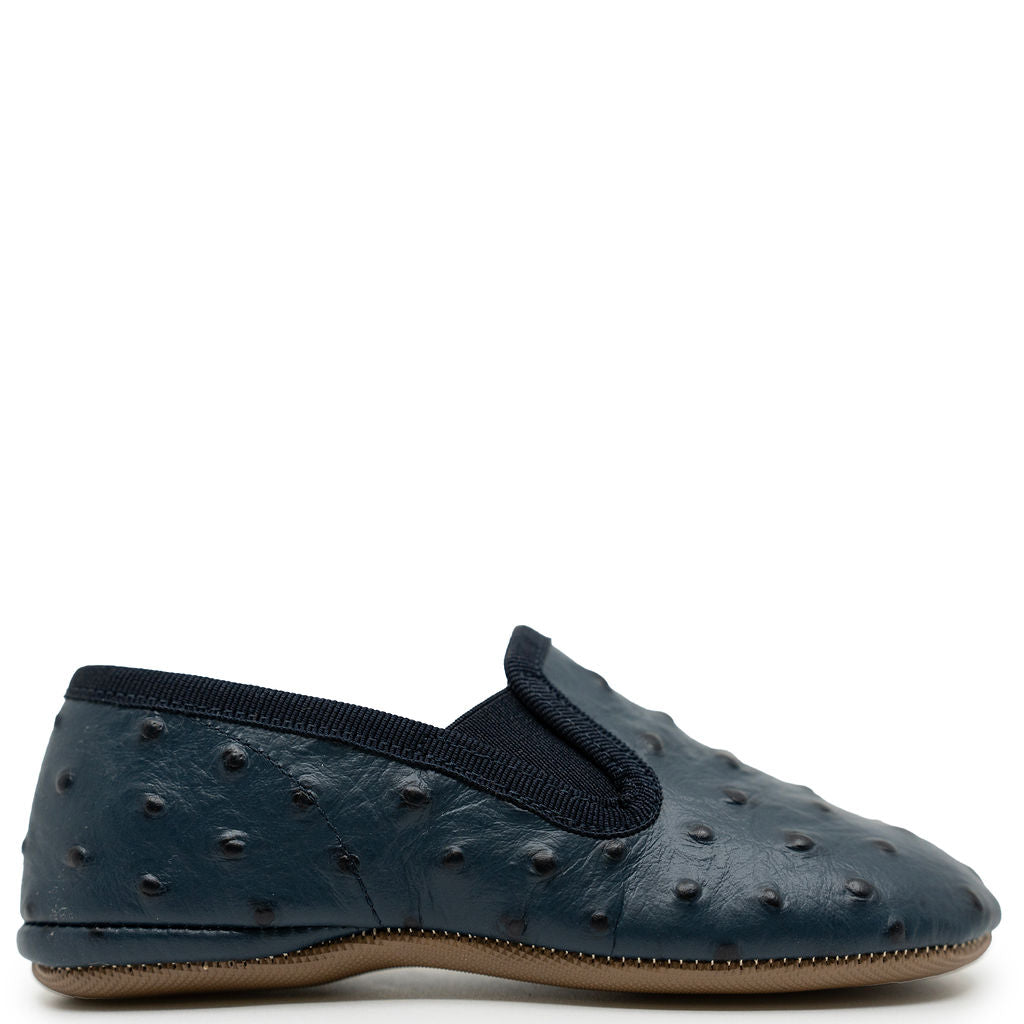 Pepe Navy Ostrich Slipper Loafer-Tassel Children Shoes