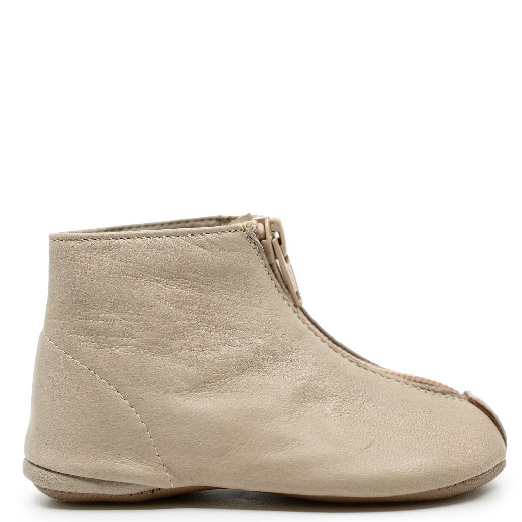 Pepe Greige Leather Zipper Bootie-Tassel Children Shoes