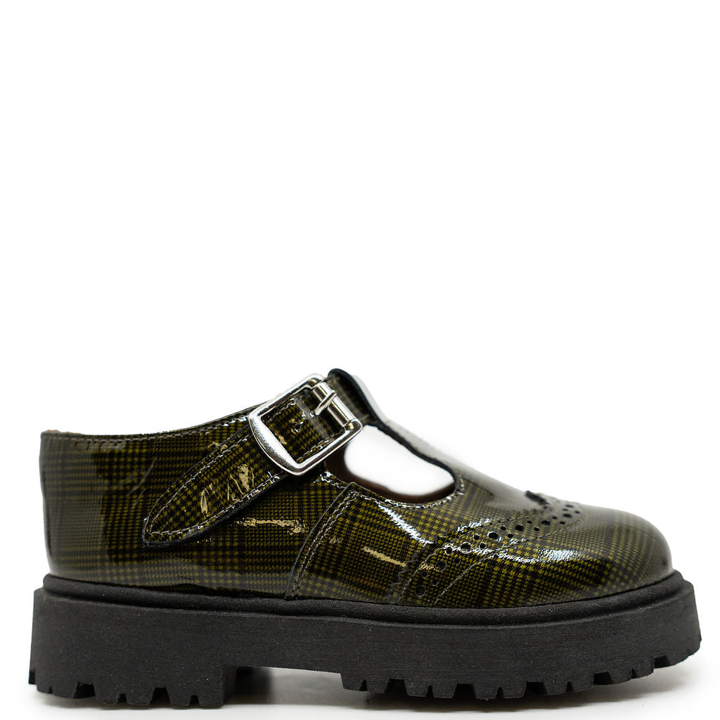 Pepe Hunter Plaid T Strap-Tassel Children Shoes