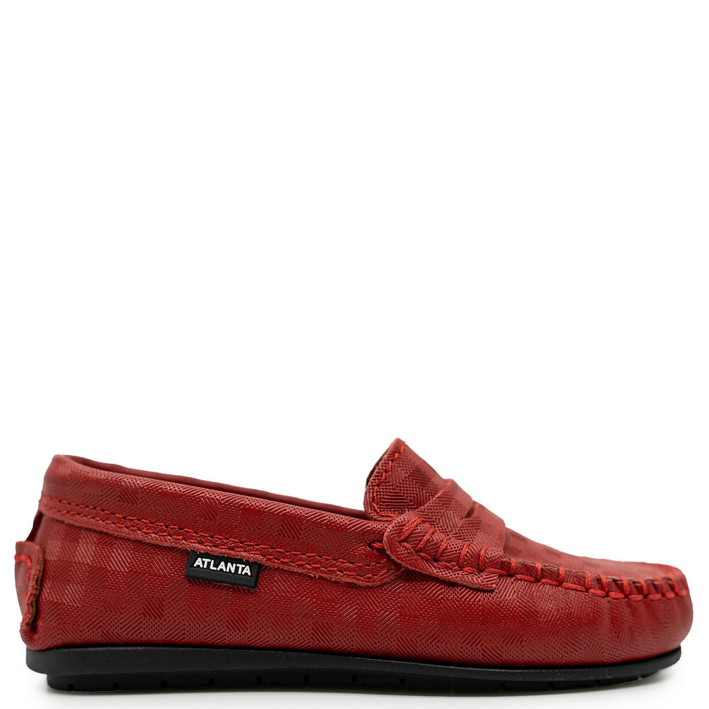 Atlanta Mocassin Red Plaid Penny Loafer-Tassel Children Shoes