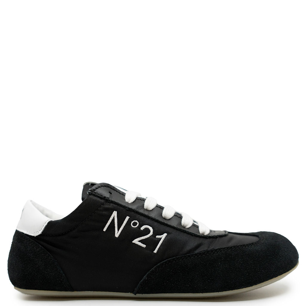 N°21 Black Nylon Logo Sneaker-Tassel Children Shoes