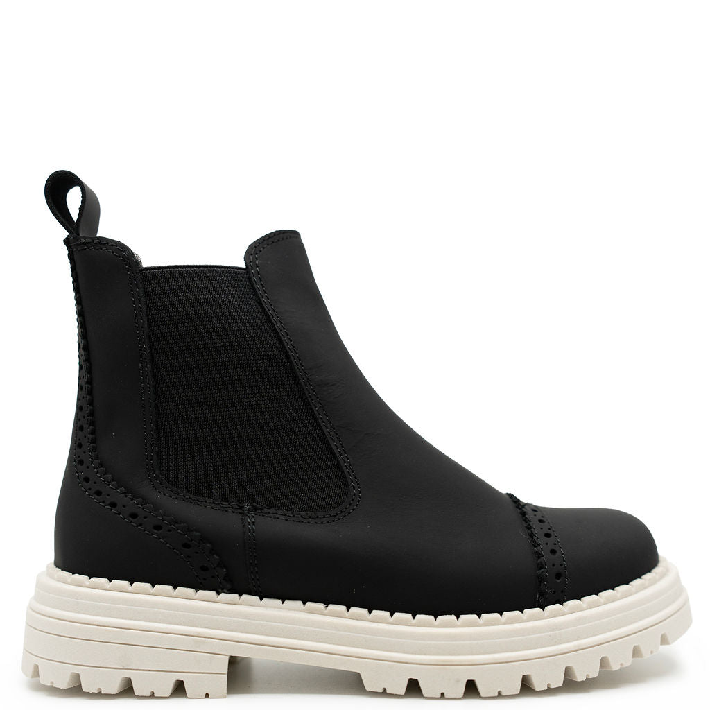 Blublonc Black Gum Captoe Boot-Tassel Children Shoes