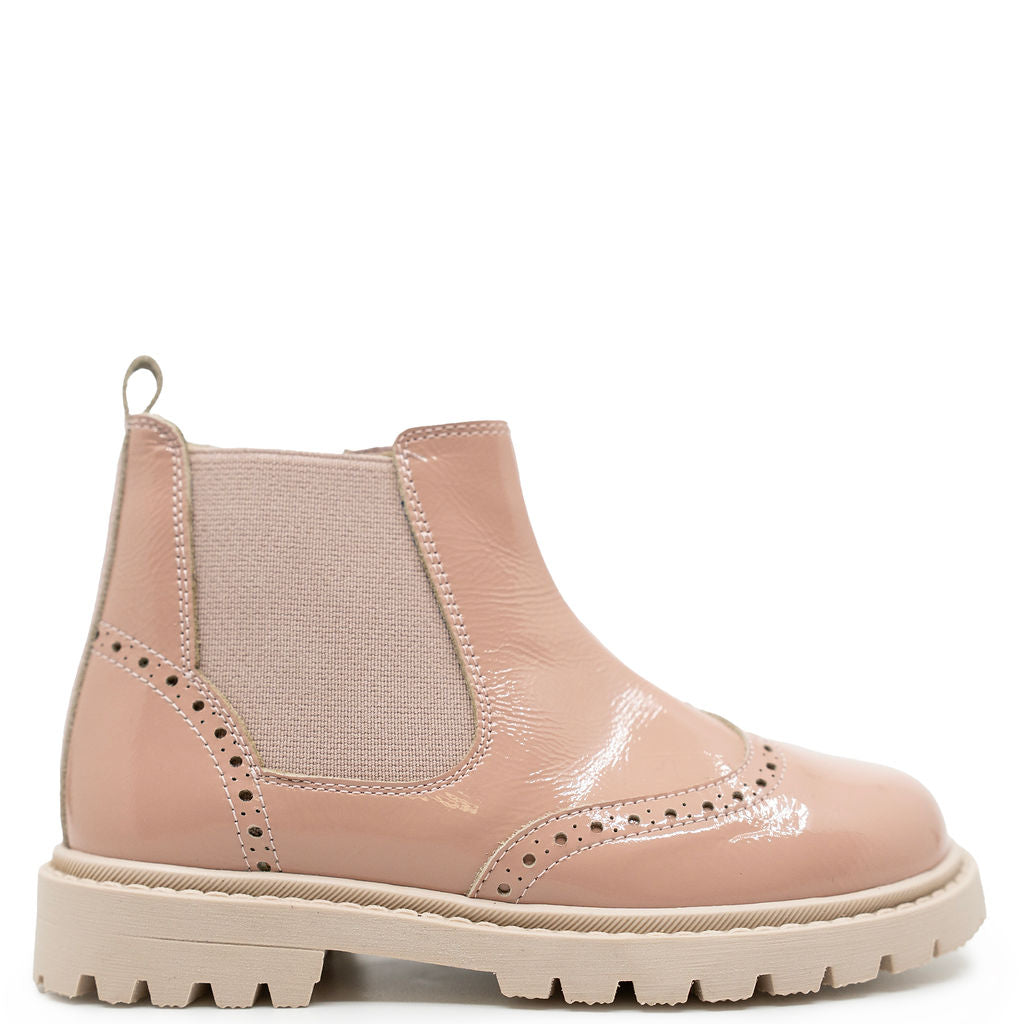 Andanines Light Pink Patent Wingtip Boot-Tassel Children Shoes