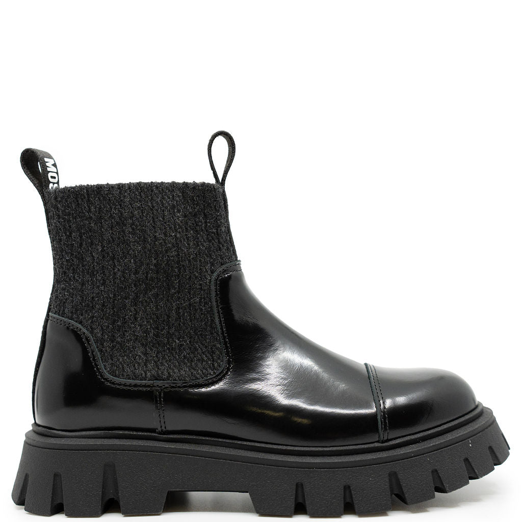 Moschino Black and Gray Sock Boot-Tassel Children Shoes