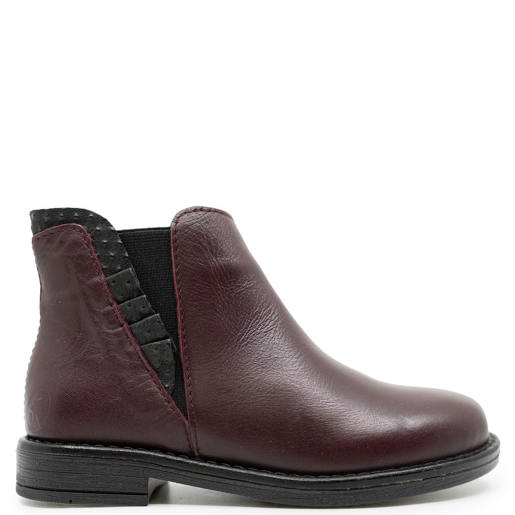 LMDI Wine Ruffle Slip On Boot-Tassel Children Shoes