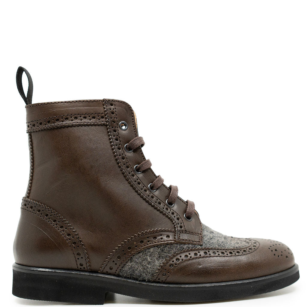 Rondinella Brown and Wool Wingtip Bootie-Tassel Children Shoes