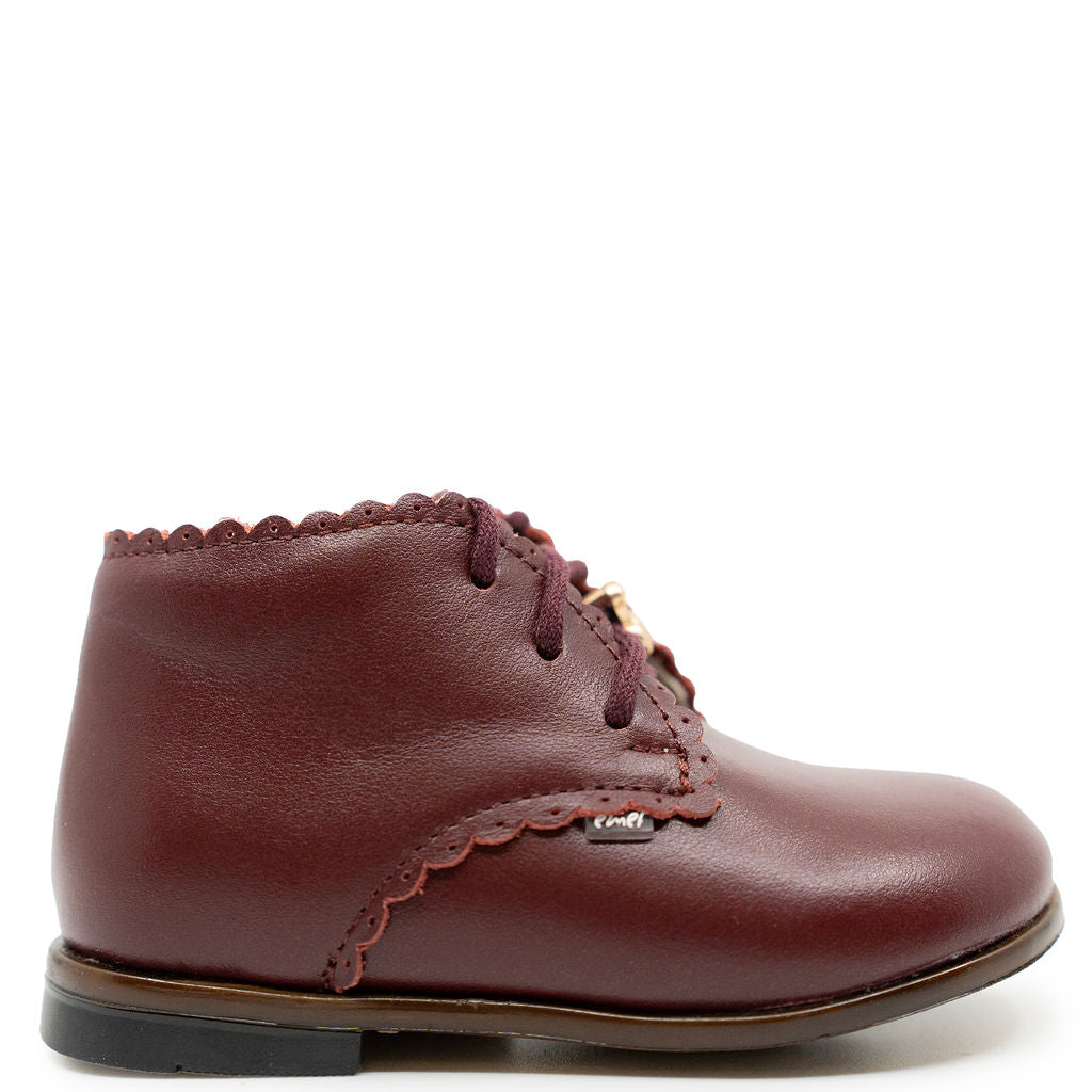 Emel Burgundy Scalloped Baby Bootie-Tassel Children Shoes