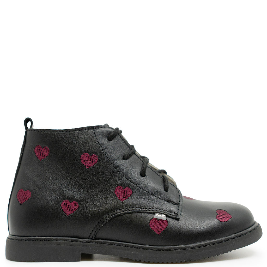 Emel Black Heart Embroidered Boot-Tassel Children Shoes