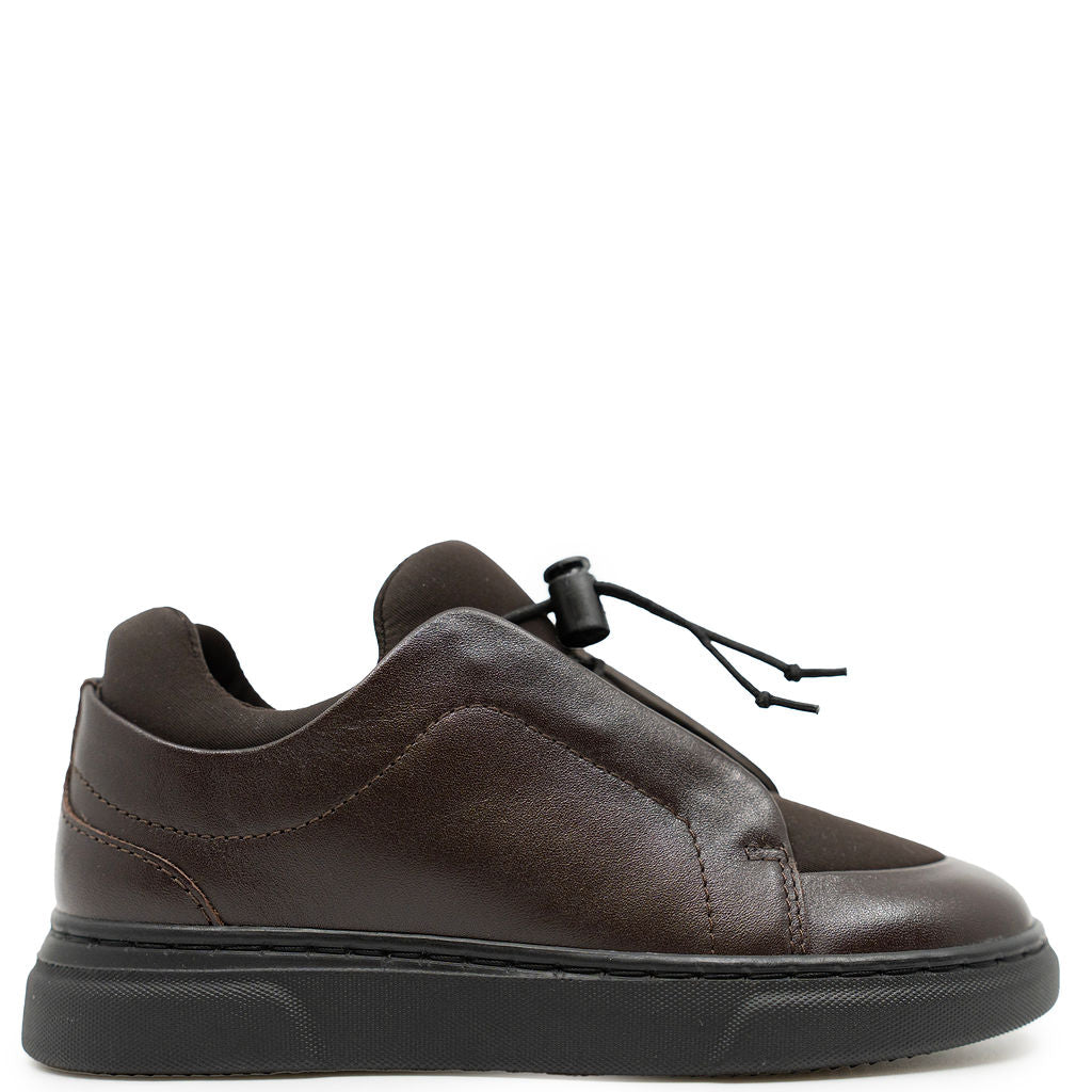 Porte Dark Brown Elastic Dress Sneaker-Tassel Children Shoes