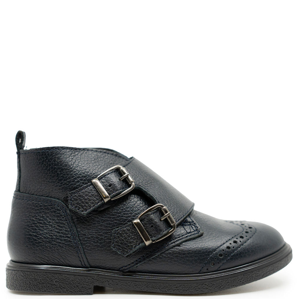 Blublonc Dark Navy Wingtip Mid Top Dress Sneaker-Tassel Children Shoes